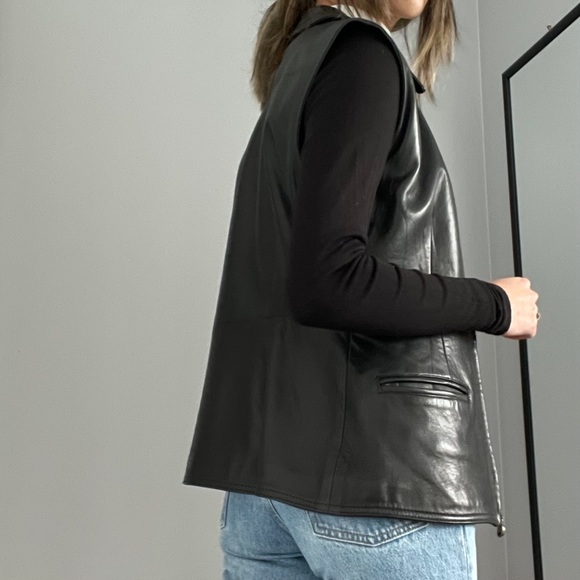 EUC BEBE BLACK LAMBSKIN LEATHER VEST - Picture 5 of 7